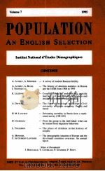 POPULATION AN ENGLISH SELECTION VOLUME 7  1995     PDF电子版封面     