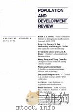 POPULATION AND DEVELOPMENT REVIEW VOLUME 22 NUMBER 2 JUNE 1996     PDF电子版封面     