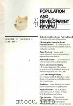 POPULATION AND DEVELOPMENT REVIEW VOLUME 19 NUMBER 2 JUNE 1993     PDF电子版封面     