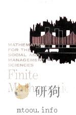 MATHEMATICS FOR THE SOCIAL AND MANAGEMENT SCIENCES FINITE MATHEMATICS（1970 PDF版）