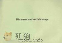 DISCOURSE AND SOCIAL CHANGE   1992  PDF电子版封面  0745606741   