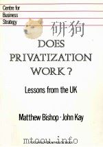 DOES PRIVATIZATION WORK?LESSONS FROM THE UK   1988  PDF电子版封面  0902583166   