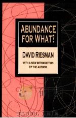 ABUNDANCE FOR WHAT?   1993  PDF电子版封面  1560005995  DAVID RIESMAN 