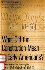 WHAT DID THE CONSTITUTION MEAN TO EARLY AMERICANS?   1999  PDF电子版封面  0312182627   