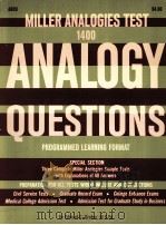 MILLER ANALOGIES TEST 1400 ANALOGY QUESTIONS   1969  PDF电子版封面     