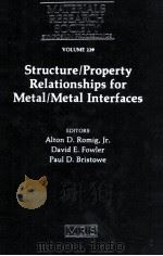 MATERIALS RESEARCH SOCIETY SYMPOSIUM PROCEEDINGS VOLUME 229 STRUCTURE/PROPERTY RELATIONSHIPS FOR MET   1990  PDF电子版封面  1558991239   