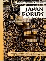 Japan forum v.1 n.1   1989  PDF电子版封面     
