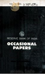 Reserve bank of india occasional papers   1982  PDF电子版封面     