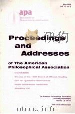 PROCEEDINGS AND ADDRESSES OF THE AMERICAN PHILOSOPHICAL ASSOCIATION   1998  PDF电子版封面     
