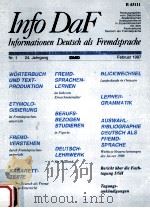 Info Daf:informationen Deutsch als fremdsprache   1997  PDF电子版封面    Herausgegeben vom Deutschen ak 