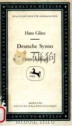 DEUTSCHE SYNTAX   1970  PDF电子版封面    HANS GLINZ 