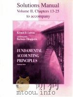 SOLUTIONS MANUAL VOLUME 2 CHAPTERS 13-25 TO ACCOMPANY FUNDAMENTAL ACCOUNTING PRINCIPLES（1996 PDF版）