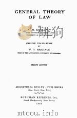 General theory of law   1909  PDF电子版封面  1561693839  English translation by W. G. H 