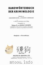 HANDWORTERBUCH DER KRIMINOLOGIE  ABERGLAUBE-KRIMINALBIOLOGIE（1966 PDF版）