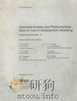 CHEMICAL KINETICS AND PHOTOCHEMICAL DATA FOR USE IN STRATOSPHERIC MODELING EVALUATION NUMBER 11   1994  PDF电子版封面     
