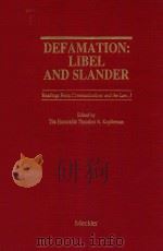 DEFAMATION:LIBEL AND SLANDER   1990  PDF电子版封面  0887365078   