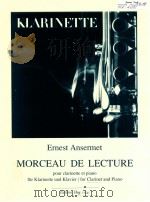 Morceau de lecture pour clarinette et Piano 11541   1993  PDF电子版封面    Ernest Ansermet 