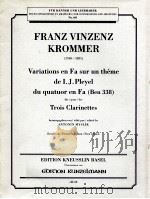 Variations en Fa sur un thème de I.J.Pleyel du quatuor en Fa Ben 338 for Trios Clarinettes oboe No.6（1979 PDF版）