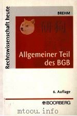 ALLGEMEINER TEIL DES BGB   1991  PDF电子版封面  9783415039766   