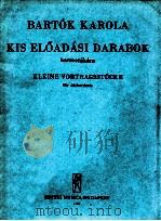 KIS ELOADASI DARABOK harmonikara   1967  PDF电子版封面    BARTOK KAROLA 