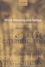 word meaning and syntaxapproaches to the interface     PDF电子版封面     