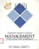 SUPPLEMENT SAMPLER TO ACCOMPANY MANAGEMENT FUNCTION AND STRATEGY（1990 PDF版）