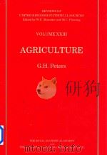 Agriculture Volume XXIII   1988  PDF电子版封面  0412316706   