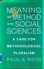Meaning and Method in the Social Sciences A Case for Methodological Pluralism（1987 PDF版）