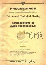 PROCEEDINGS OF THE SOCIETY OF PHOTO-OPTICAL INSTRUMENTATION ENGINEERS VOLUME 41 DEVELOPMENTS IN LASE   1974  PDF电子版封面     