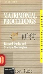 MATRIMONIAL PROCEEDINGS   1988  PDF电子版封面  0851214126  RICHARD DAVIES 