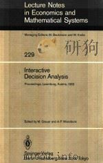 LECTURE NOTES IN ECONOMICS AND MATHEMATICAL SYSTEMS  INTERACTIVE DECISION ANALYSIS（1984 PDF版）