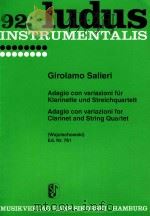 Adagio con variazioni for Clarinet and String Quartet（1979 PDF版）