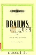 JOHANNES BRAHMS AUSGABE FUR TIEFE STIMME EDITION FOR LOW VOICE III     PDF电子版封面     