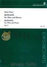 SONATE FUR OBOE UND KLAVIER SONATA FOR OBOE AND PIANO OP.9     PDF电子版封面    HANS POSER 