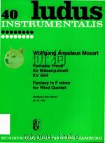 LUDUS INSTRUMENTALIS 40 FANTASIE F-MOLL FUR BLASERQUINTETT KV 594 FANTASY IN F MINOR FOR WIND QUINTE   1957  PDF电子版封面     