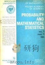 Probability and Mathematical Statistics Vol.1 Fasc.1   1980  PDF电子版封面    Kazimierz Urbanik; Andrzej Koz 
