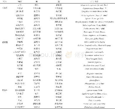 表2 水松林乔、灌、草植物种类