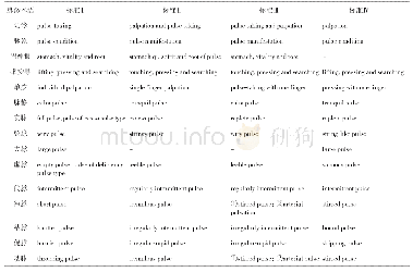 表2 脉诊术语英译部分一致词语列举