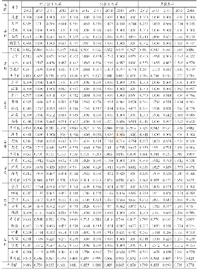 《表5 2 0 1 2～2016年我国各省市DEA第三阶段效率值》