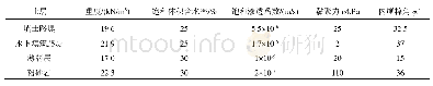 《表1 岩土体力学参数表：水下填筑路堤的稳定性分析》