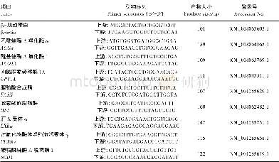 《表2 RT-PCR特异性引物序列及参数Table 2 Sequences and param eters of specific prim ers for RT-PCR》