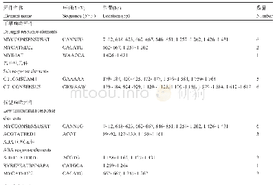 《表1 PeDREB2A启动子顺式作用元件功能及位置》