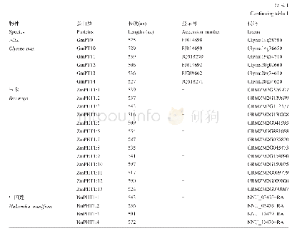 表1 6种植物的PHT1蛋白序列信息