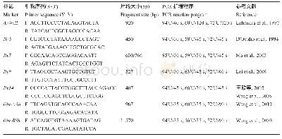 表5 分子标记PCR引物序列及扩增程序