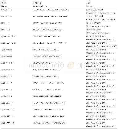 《表1 本研究中所使用的引物》