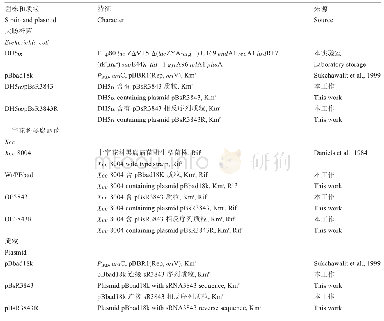 表1 本实验所用菌株和质粒