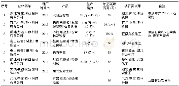 表2 湖北省主要磷石膏综合利用企业一览表Table 2 List of enterprises comprehensive utilization of the main phosphogypsum in Hubei