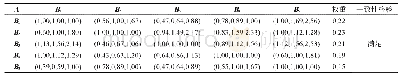 《表4 判断矩阵A-Bi及Bi的权重》