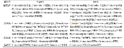 《表2 维基百科与博闻网中“Chinese”的词簇分类》