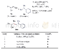 《表1 对照实验：光催化氧化还原体系中硝酮与芳香叔胺的自由基偶联反应》